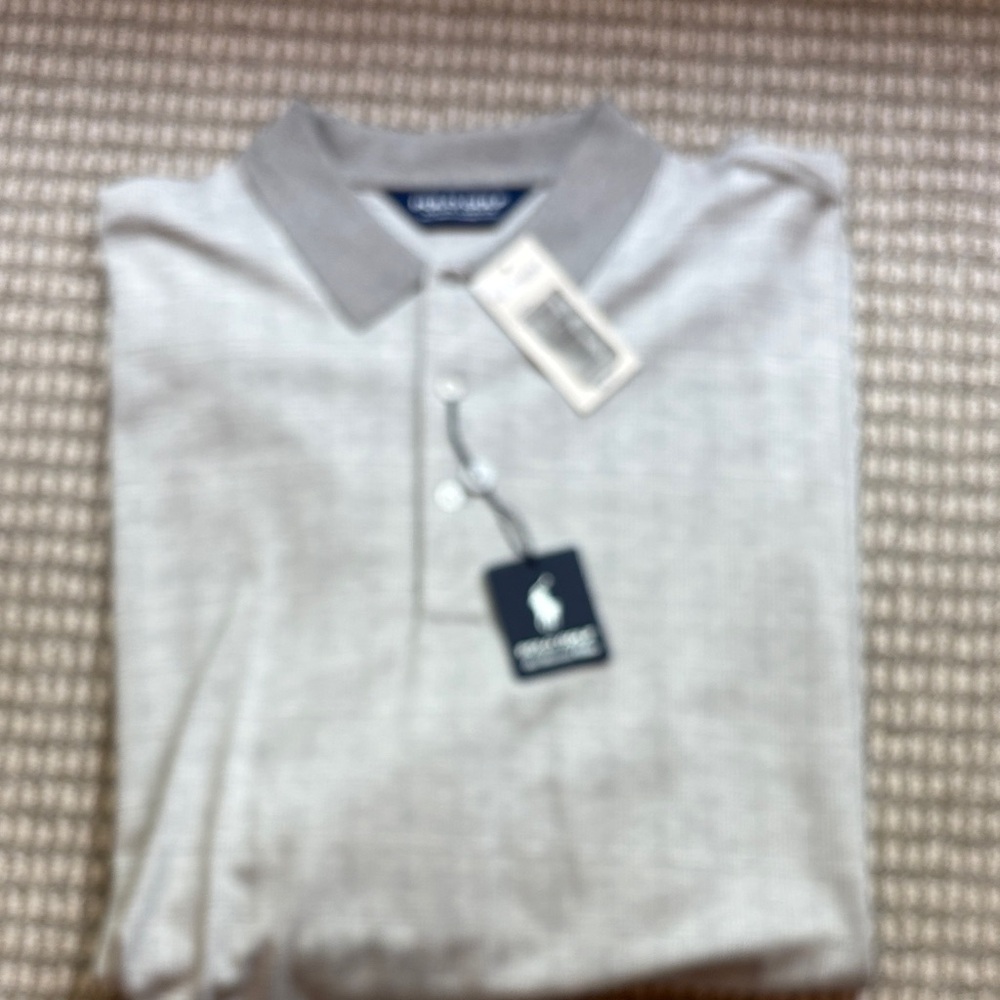 Men's Polo Shirt in Light Gray with Contrast Collar